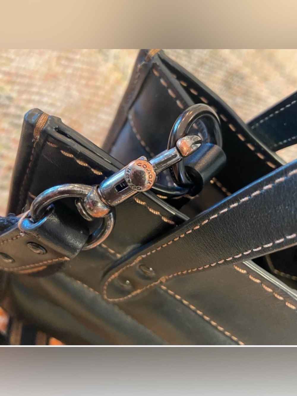 Coach Black Field Tote 22 - Smooth & Refined Calf Leather-Quilted Puffy Hangtag - Picture 9 of 10